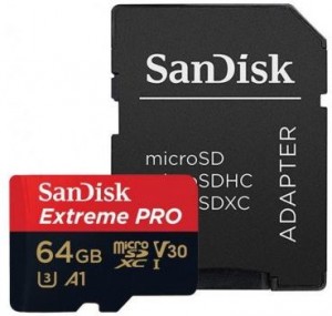 Карта памяти SanDisk Extreme Pro microSDXC 64GB UHS-I SDSQXCG-064G-GN6MA + adapter