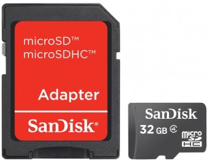 Карта памяти SanDisk microSDHC 32GB Class 4 SDSDQM-032G-B35A + adapter