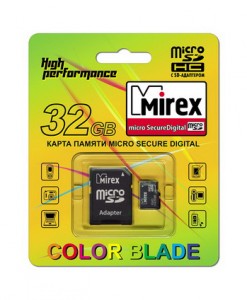 Карта памяти Mirex microSDHC 32Gb Class 4 + adapter