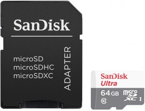 Карта памяти SanDisk SDSQUNS-064G-GN3MA Ultra 80 microSDHC 64Gb Class10
