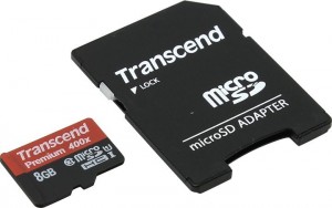 Карта памяти Transcend microSDHC 8Gb Class 10 UHS-I Premium + adapter