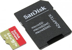 Карта памяти SanDisk microSDXC Extreme 64GB UHS-I SDSQXAF-064G-GN6AA + adapter
