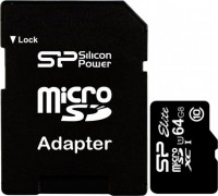 Карта памяти Silicon Power MicroSDXC 64GB Class 10 UHS-I Elite + SD adapter