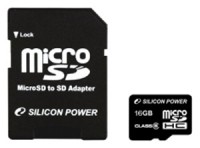 Карта памяти Silicon Power microSDHC 16Gb Class 6 + adapter