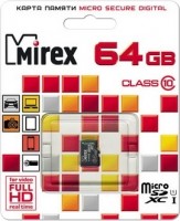 Карта памяти Mirex microSDXC 64Gb Class 10 + SD adapter