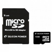 Карта памяти Silicon Power microSDHC 16Gb Class 4 + adapter