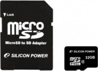 Карта памяти Silicon Power microSDHC 32Gb Class 4 + adapter (SP032GBSTH004V10-SP)