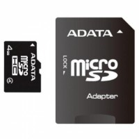 Карта памяти A-Data microSDHC Class 4 4Gb + adapter AUSDH4GCL4-RA1