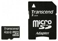 Карта памяти Transcend microSDHC 4Gb Class 10 + adapter