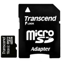 Карта памяти Transcend microSDHC 16Gb Class 4 + adapter