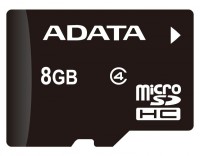 Карта памяти A-Data microSDHC Class 4 8Gb AUSDH8GCL4-R