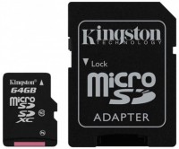 Карта памяти Kingston microSDXC 64Gb Class 10 + adapter