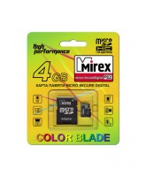 Карта памяти Mirex microSDHC 4Gb Class 4 + adapter