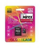 Карта памяти Mirex microSDHC 8Gb Class 10 + adapter