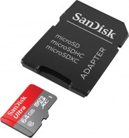 Карта памяти SanDisk Ultra MicroSDHC 64Gb class 10 Android + adapter (SDSDQUAN-064G-G4A)