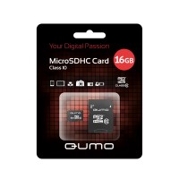 Карта памяти Qumo microSDHC 16Gb Class 10 + adapter