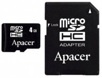 Карта памяти Apacer microSDHC 4Gb Class 4 + adapter