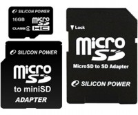 Карта памяти Silicon Power microSDHC 16Gb Class 4 + adapter(2)