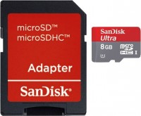 Карта памяти SanDisk microSDHC 8Gb Class 10 Ultra + adapter