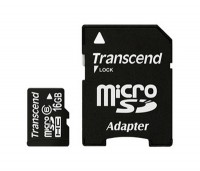 Карта памяти Transcend microSDHC 16Gb Class 6 + adapter