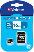 Карта памяти Verbatim 16Gb Micro SD SDHC Class 4 + SD адаптер