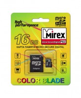 Карта памяти Mirex microSDHC 16Gb Class 4 + adapter