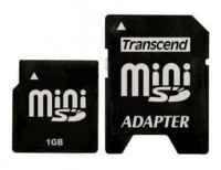 Карта памяти Transcend miniSD 1GB + adapter (TS1GSDM)