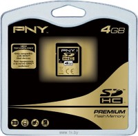 Карта памяти PNY SDHC Class 4 Premium 4Gb (SD4G4PRE-R)