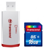 Карта памяти Transcend SDHC 16Gb Class 6 + adapter(reader)