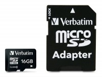 Карта памяти Verbatim microSDHC 16Gb Class 4 + adapter