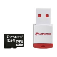 Карта памяти Transcend microSDHC 8Gb Class 10 + adapter(reader)