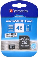 Карта памяти Verbatim micro SDHC 4Gb Class 10 + адаптер SD