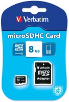 Карта памяти Verbatim microSDHC 8Gb Class 4 + adapter