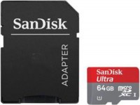 Карта памяти SanDisk Micro SDНС 64 Gb Class 10 Ultra UHS-I + adapter (для фотокамер)