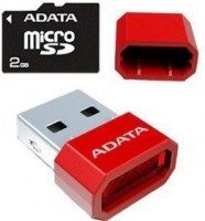 Карта памяти A-Data microSD 2Gb + Red USB Reader V3