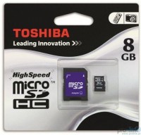 Карта памяти Toshiba microSDHC 8Gb Class 4 SD-C08GJ BL3A + adapter