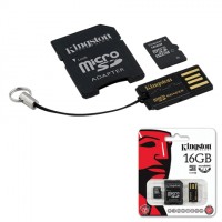 Карта памяти Kingston microSDHC 16Gb Class 2 + adapter(2,reader)