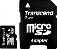 Карта памяти Transcend microSDHC 4Gb Class 4 + adapter