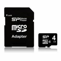 Карта памяти Silicon Power microSD 4Gb Class 10 + adapter