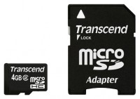 Карта памяти Transcend microSDHC 4Gb Class 2 + adapter