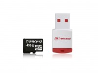 Карта памяти Transcend microSDHC 4Gb Class 10 + adapter(reaeder)