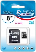 Карта памяти SmartBuy microSDHC 8Gb Class 4 + adapter