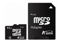 Карта памяти A-Data microSDHC Class 4 8Gb + adapter AUSDH8GCL4-RA1