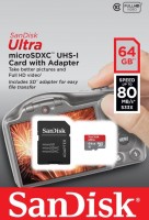 Карта памяти SanDisk Ultra MicroSDXC 64 Gb+adapter (SDSQUNC-064G-GN6IA)