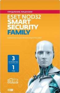 Антивирусы Eset NOD32 Smart Security Family 3ПК на 1 год (NOD32-ESM-RN(EKEY)-1-3)