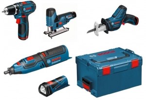 Дрель-шуруповерт Bosch GSR 10.8-2-LI + GST 10.8 V-LI + GRO 10.8 V-LI + GSA 10.8 V-LI + GLI Power LED 0615990G0D