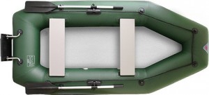 Гребная надувная лодка Yukona 260 GT с пайолом Фанерным книжка (с транцем) Green