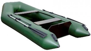 Моторно-гребная надувная лодка Аквамаран Скат 300TR без киля Зеленая