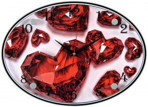 Настенные часы 21 Век 2434-1245 Сердца-рубины