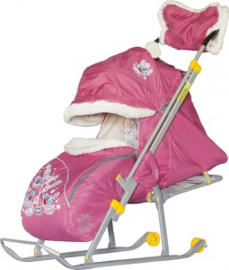 Санки-коляска Nika Детям 6 НД6 Розовые снегири